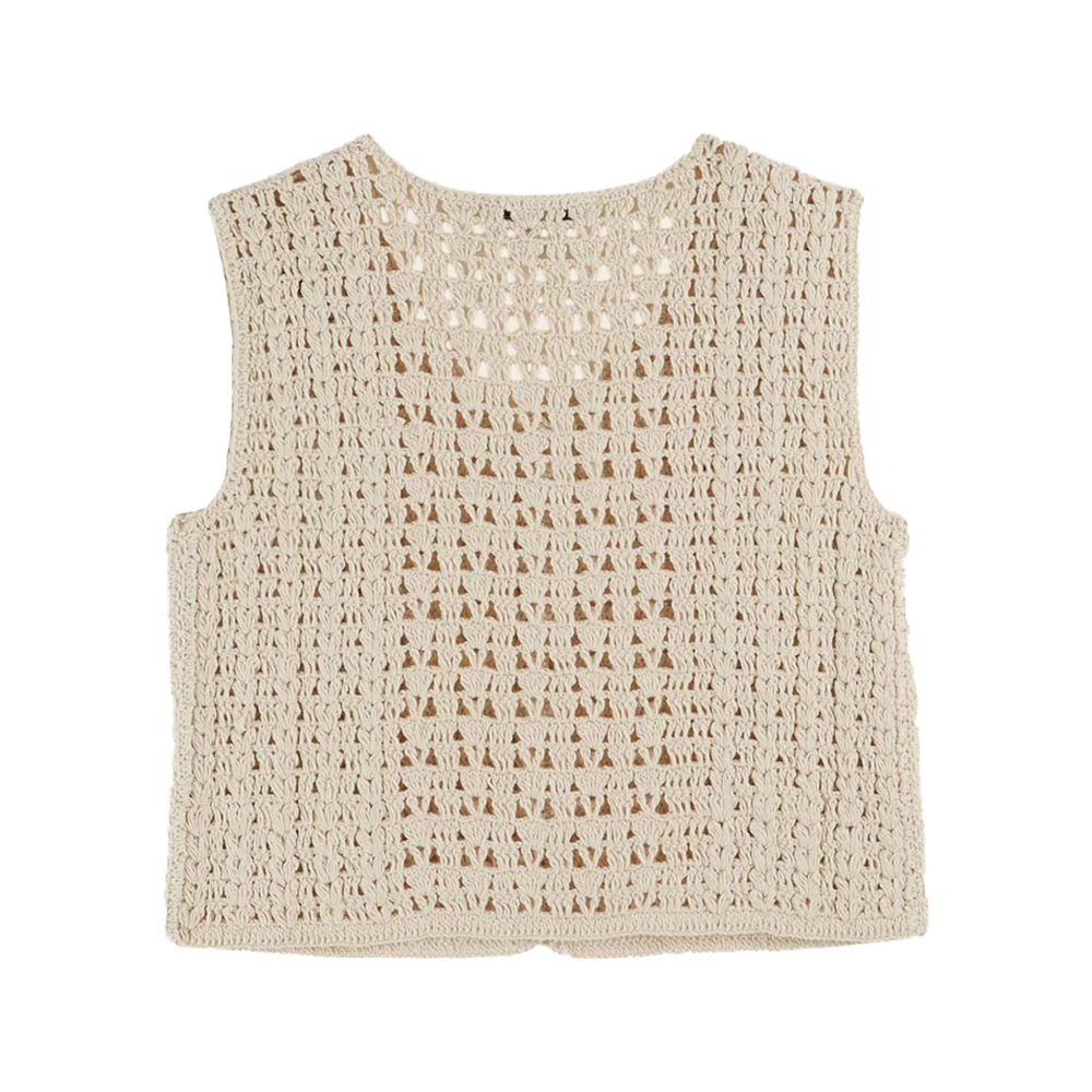 CROCHET SLEEVELESS CARDIGAN ECRU - EMILE ET IDA - Image 2