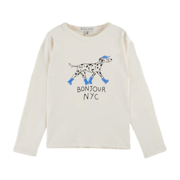 DOG PATTERN TEE SHIRT CRÈME - EMILE ET IDA
