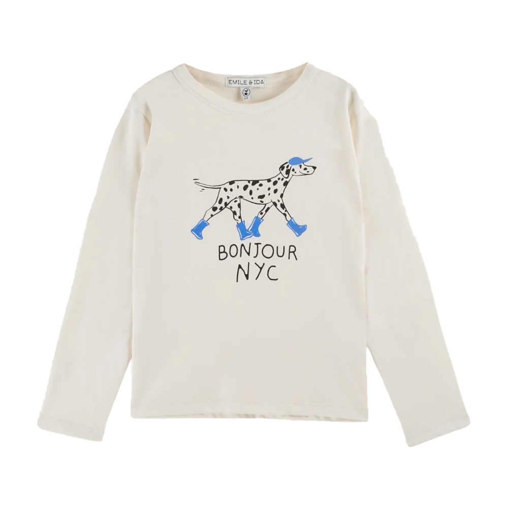 DOG PATTERN TEE SHIRT CRÈME - EMILE ET IDA