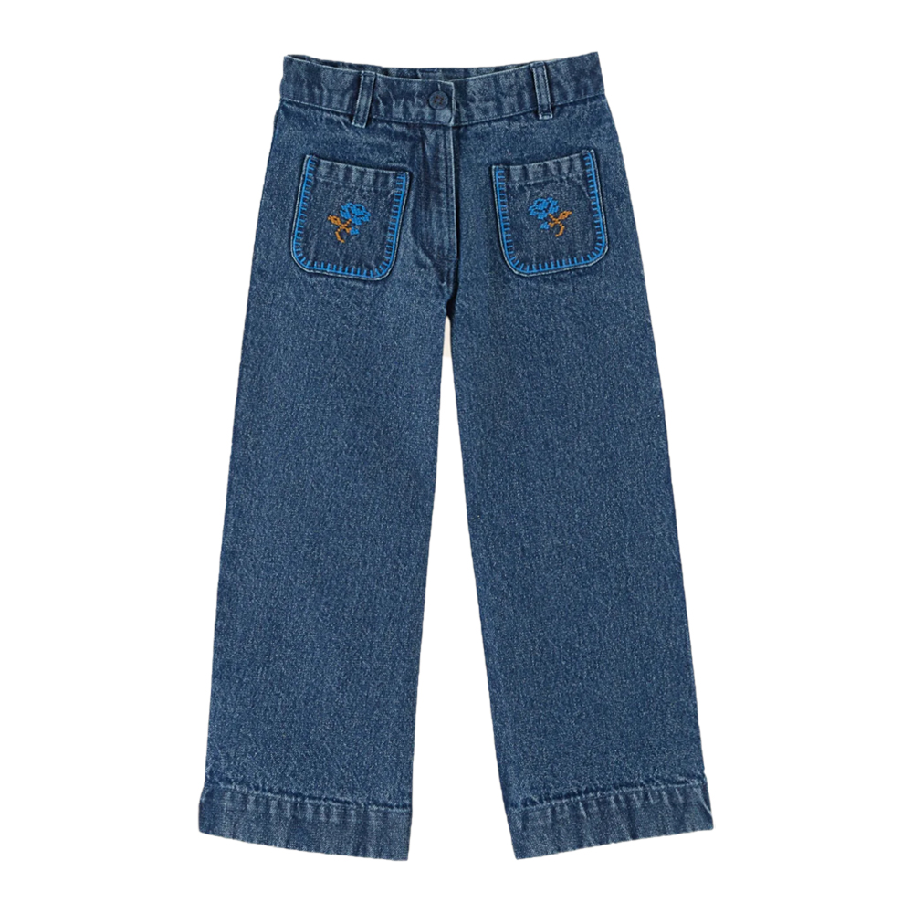 EMBROIDERED DENIM TROUSERS DENIM - EMILE ET IDA