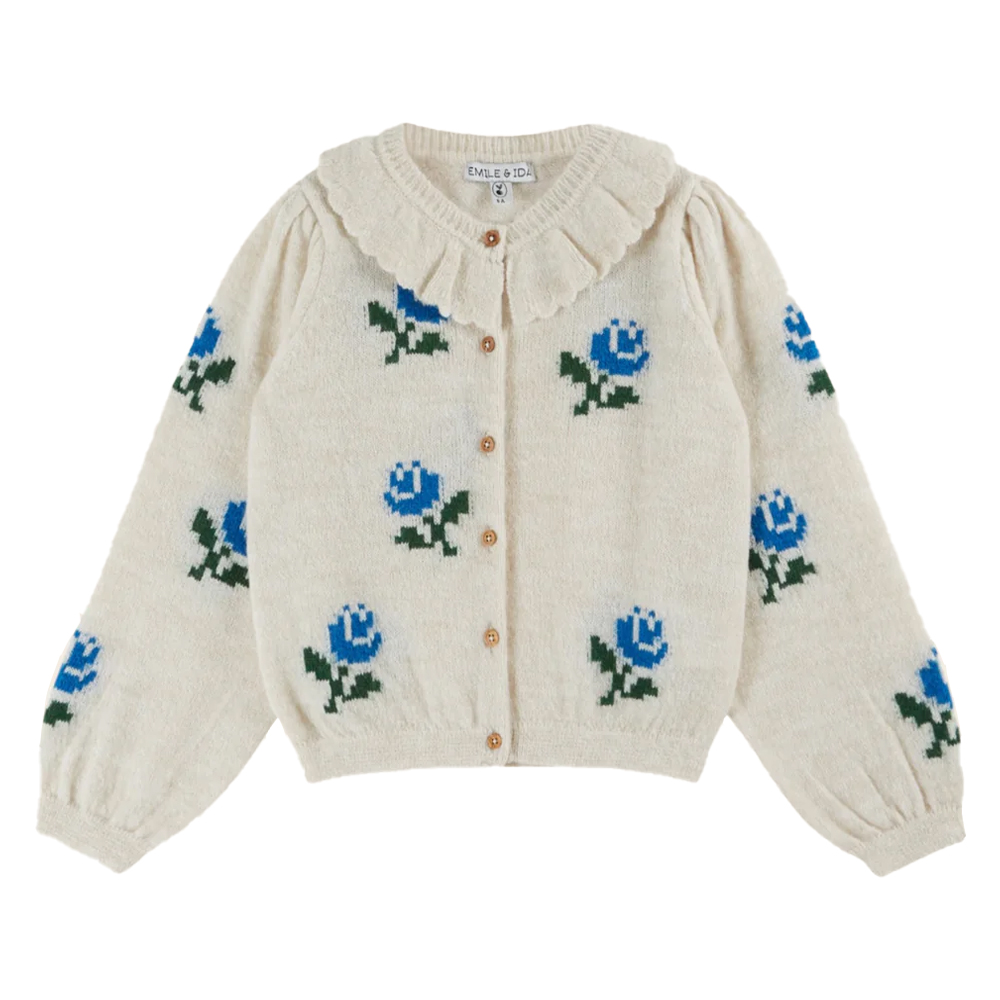 FLOWERS CARDIGAN  ECRU - EMILE ET IDA