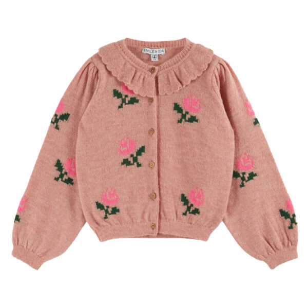 FLOWERS CARDIGAN ROSE - EMILE ET IDA