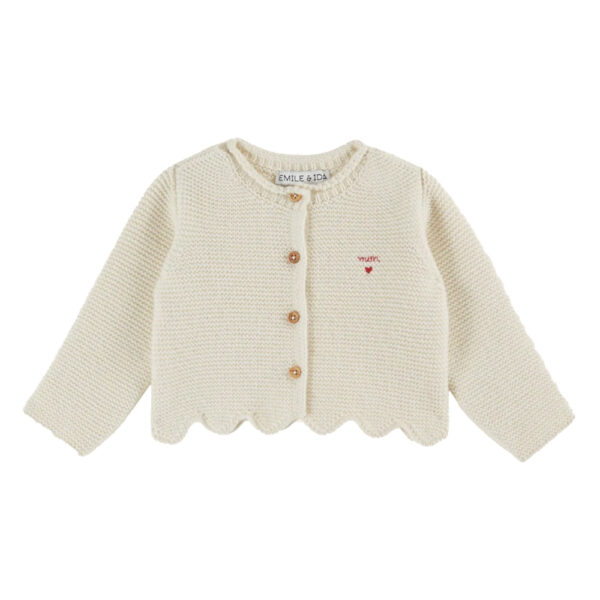 GARTER STITCH BABY CARDIGAN ECRU - EMILE ET IDA