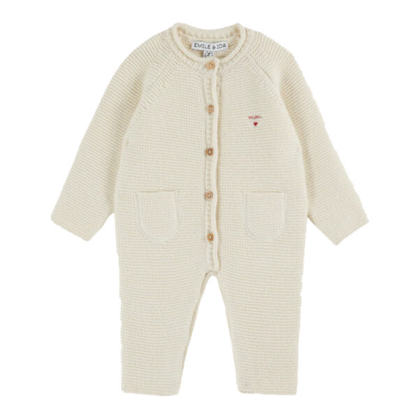 GARTER STITCH BABY JUMPSUIT  ECRU - EMILE ET IDA