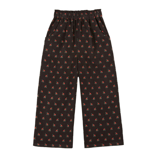 PRINTED CORDUROY TROUSERS POPPY NOIR - EMILE ET IDA