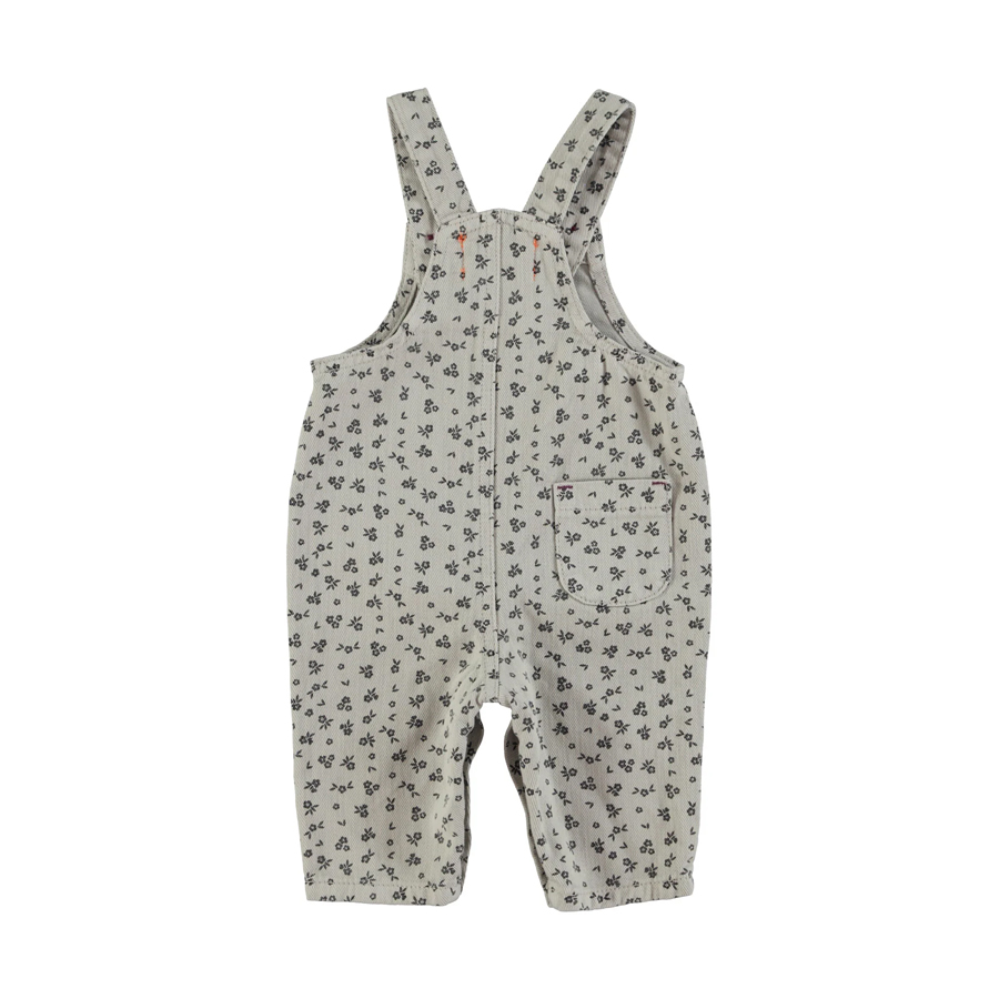Dungarees | Light grey w/ black flowers - PIUPIUCHICK - Image 2