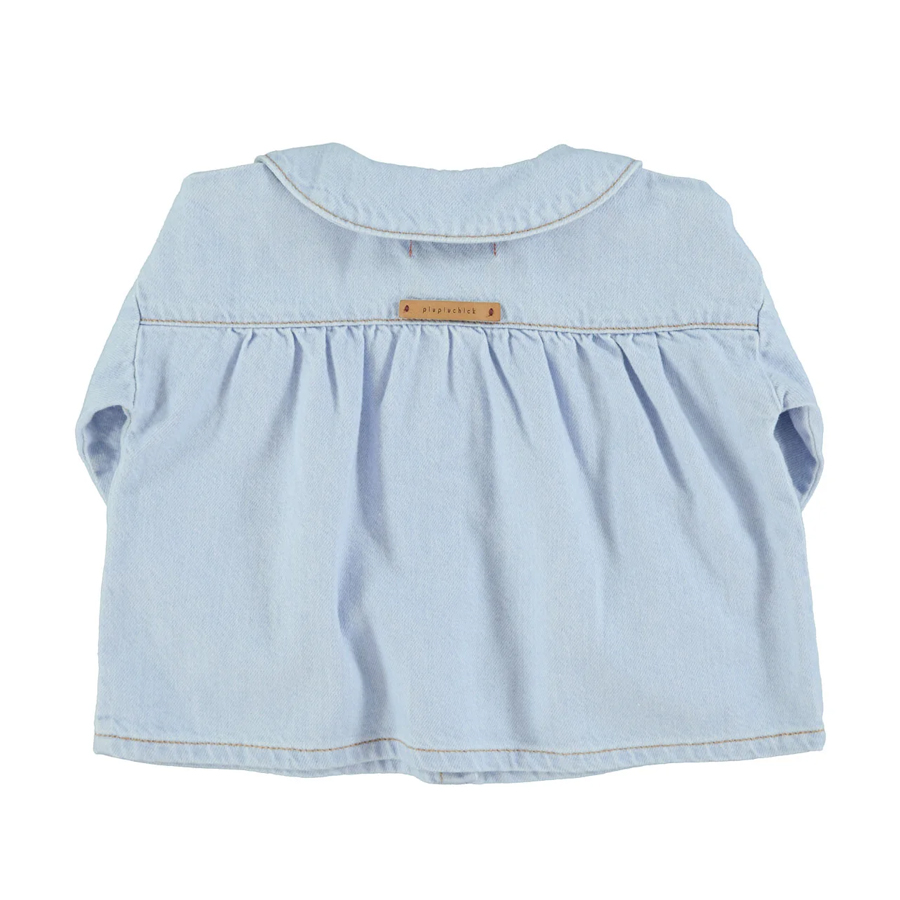 Peter pan collar blouse | Light blue soft denim - PIUPIUCHICK - Image 2