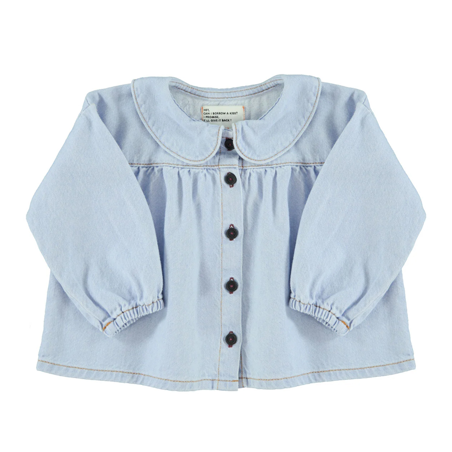 Peter pan collar blouse | Light blue soft denim - PIUPIUCHICK