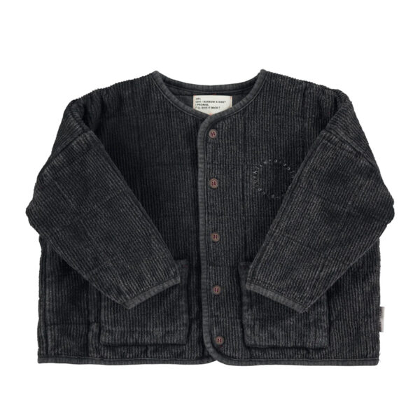 Paded jacket | Washed black w/ "rock star" print - PIUPIUCHICK
