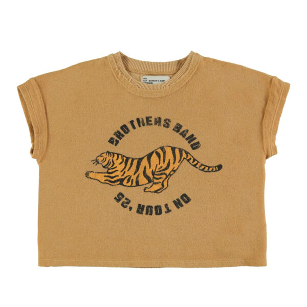 Terry cotton t'shirt | Mustard w/ tiger print - PIUPIUCHICK