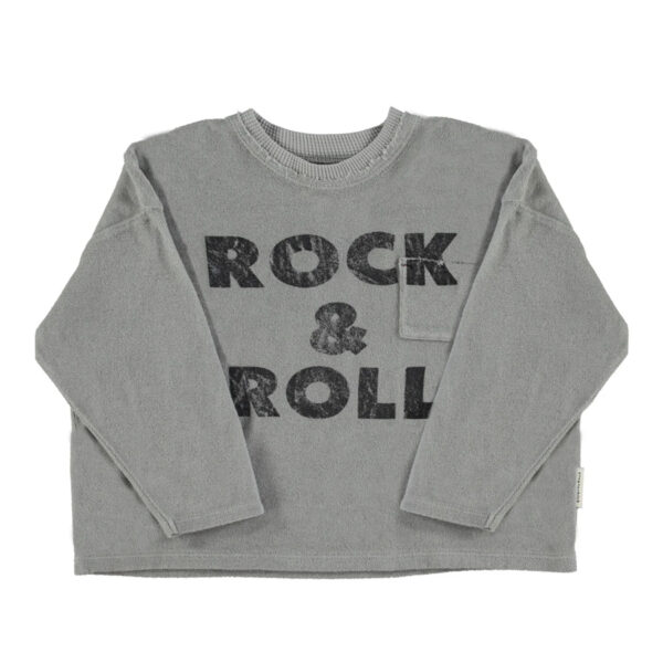Terry cotton longsleeve t'shirt | Grey w/ "rock & roll" print - PIUPIUCHICK