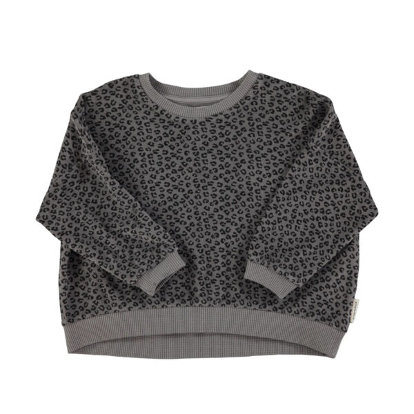 Terry cotton sweatshirt | Grey w/ animal print - PIUPIUCHICK