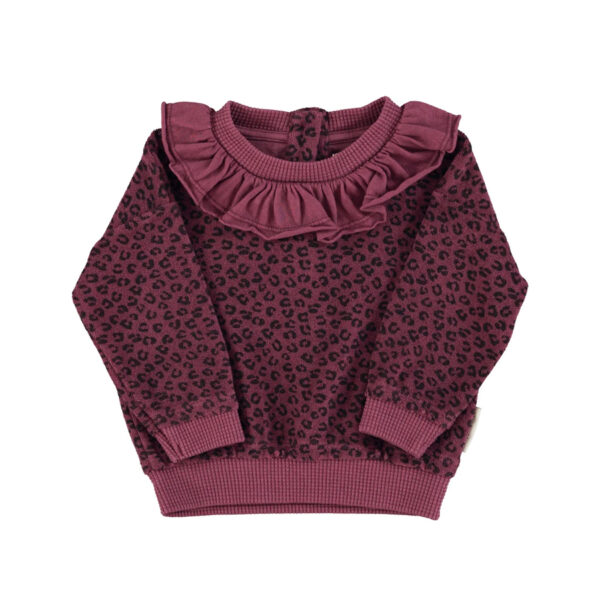 Terry cotton sweatshirt | Aubergine w/ animal print - PIUPIUCHICK