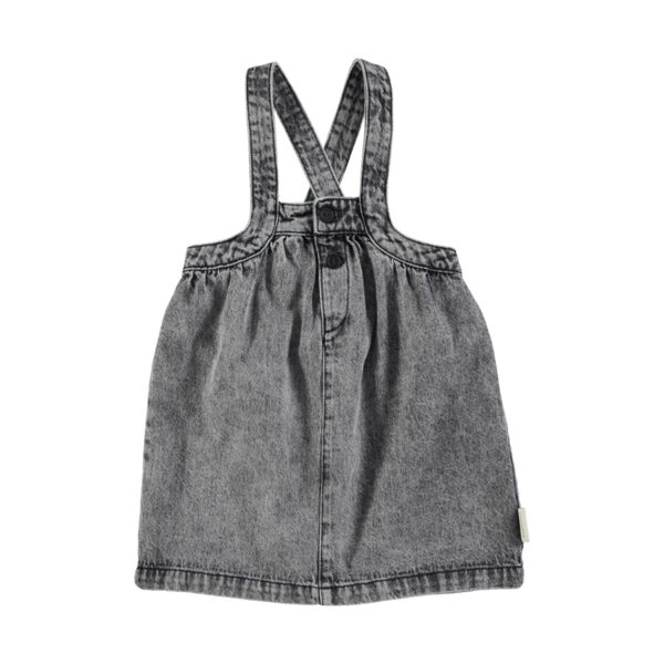 Short dress w/ straps | Faded black denim - PIUPIUCHICK