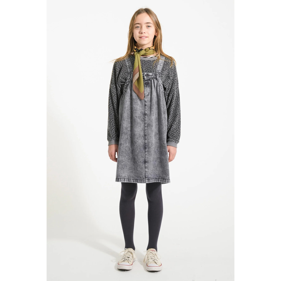 Short dress w/ straps | Faded black denim - PIUPIUCHICK - Image 3