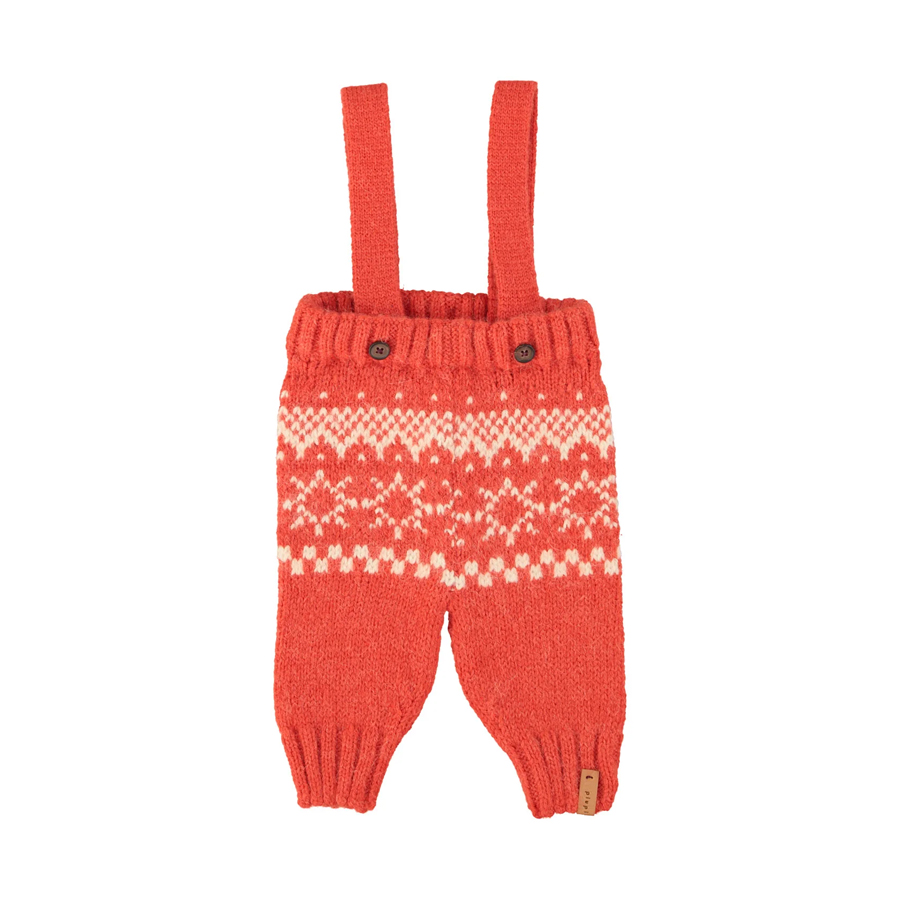 Jacquard baby trousers w/ straps | Red - PIUPIUCHICK