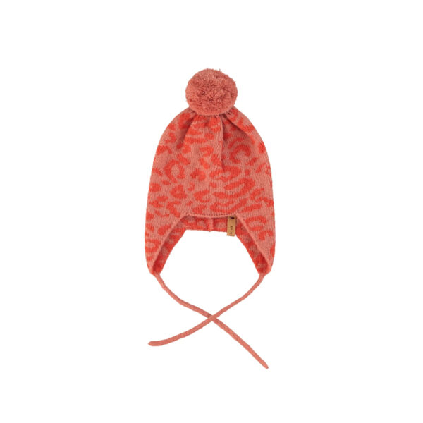Knitted baby bonnet | Pink w/ animal print - PIUPIUCHICK