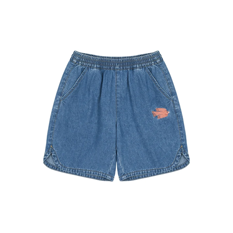 Bird Denim Shorts - JELLY MALLOW