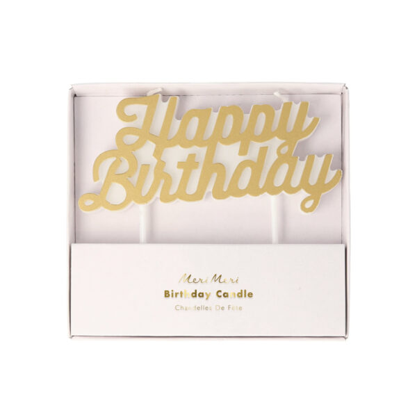 Gold Happy Birthday Candle-MERI MERI