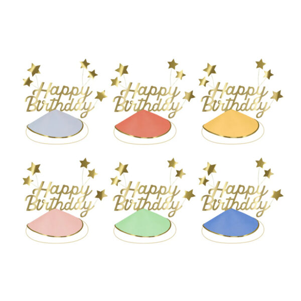 Happy Birthday & Foil Star Party Hats-MERI MERI