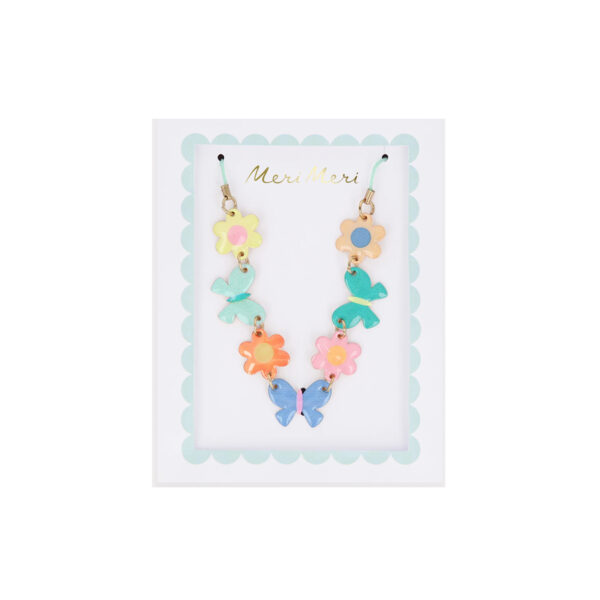 Butterflies & Flowers Enamel Charm Necklace-MERI MERI
