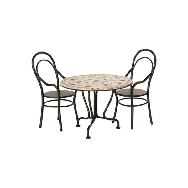 Dining table set w. 2 chairs, Miniature - MAILEG