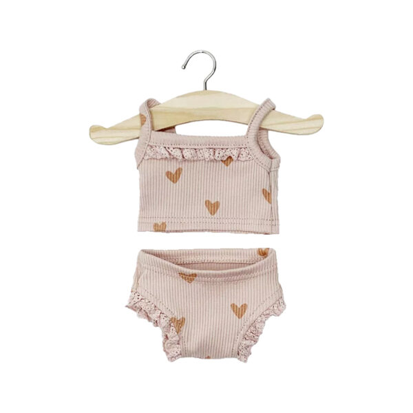 Girl's ribbed knit underwear with little pink hearts and lac-MINIKANE