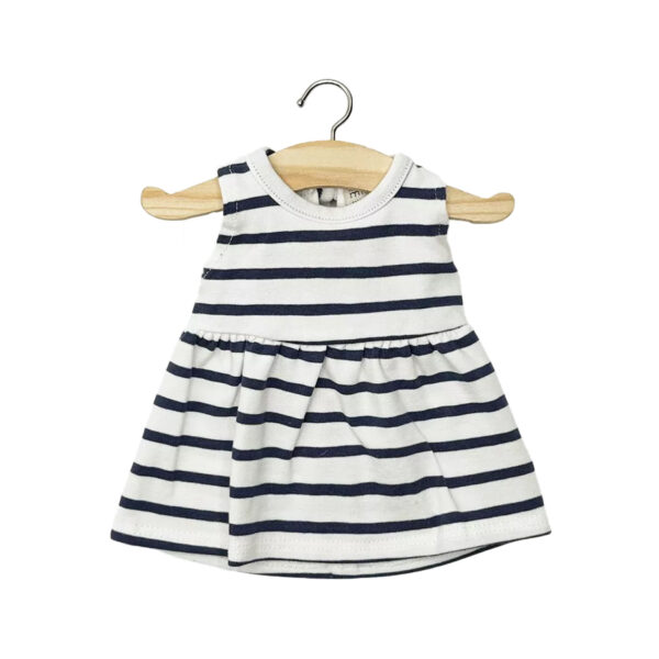 Faustine sleeveless dress in navy blue striped jersey-MINIKANE