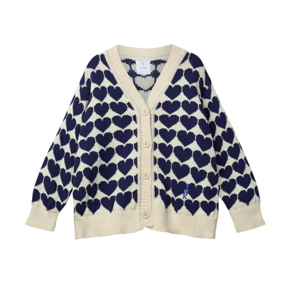 THE LOVERS CARDIGAN - NAVY MAXI HEART - WYNKEN