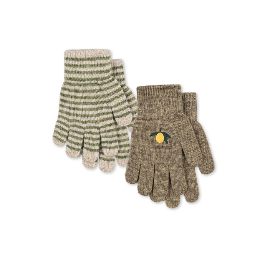 2 PACK FILLA GLOVES LEMON/STRIPE - KONGES SLOEJD