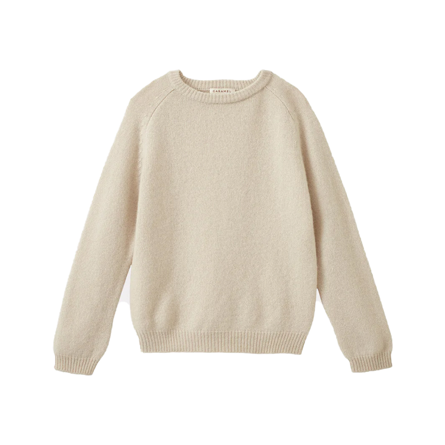 CHILD CASHMERE JUMPER ECRU - CARAMEL