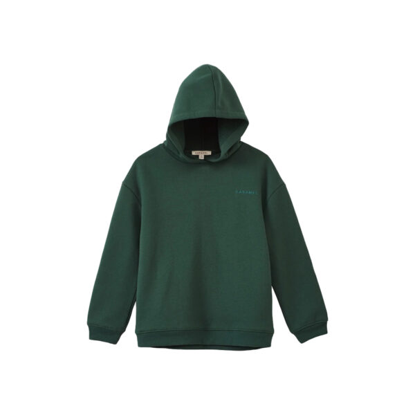 CHILD CARAMEL LOGO HOODIE SWEATSHIRT FOREST GREEN - CARAMEL