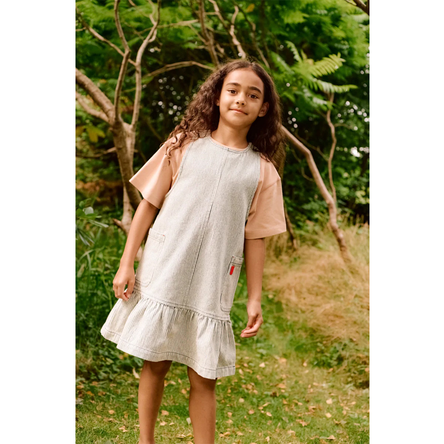Angelica Stripe Denim Frill Dress Classic navy / Creme de la crème - LIEWOOD - Image 2