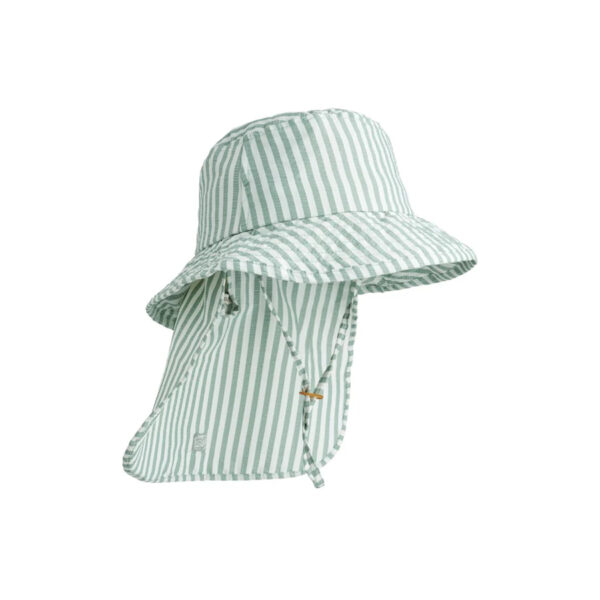 Damona Seersucker Sun Hat Stripe Peppermint / Crisp white - LIEWOOD