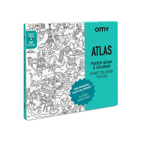 POSTER A COLORIER  ATLAS 100x70 - OMY