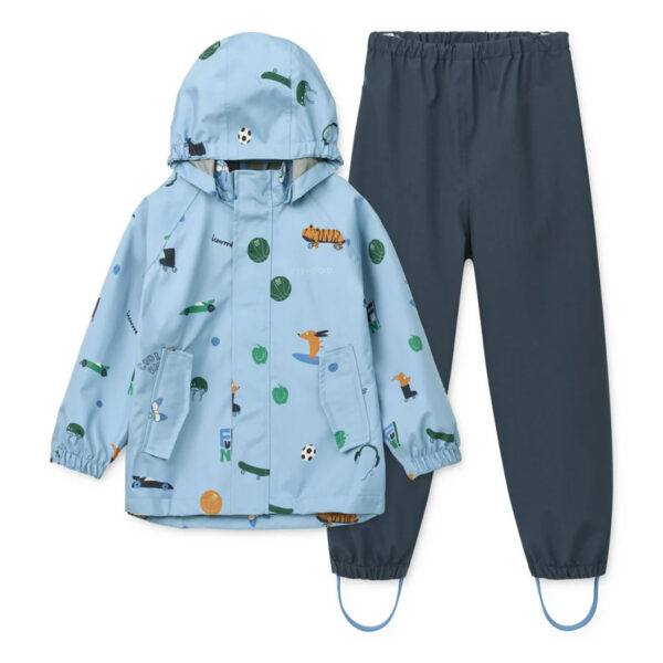 Pedia Rainwear Set Fun / Beach blue - LIEWOOD