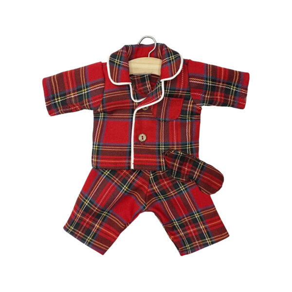 Pyjama Eden à manches longues Tartan rouge et son masque Dodo - MINIKANE
