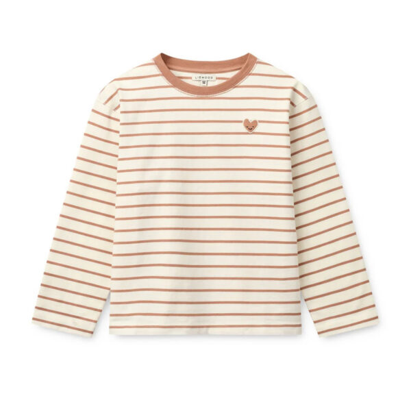 Tyler Stripe LS T-shirt Heart Tuscany rose / Creme de la crème - LIEWOOD