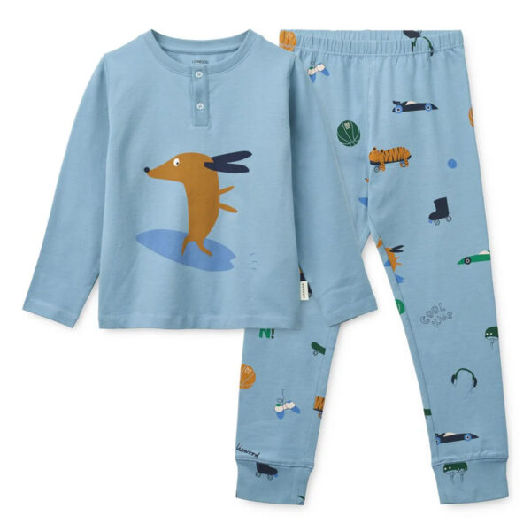 Wilhelm Printed Pyjamas Set Dog / fun / beach blue / mix - LIEWOOD