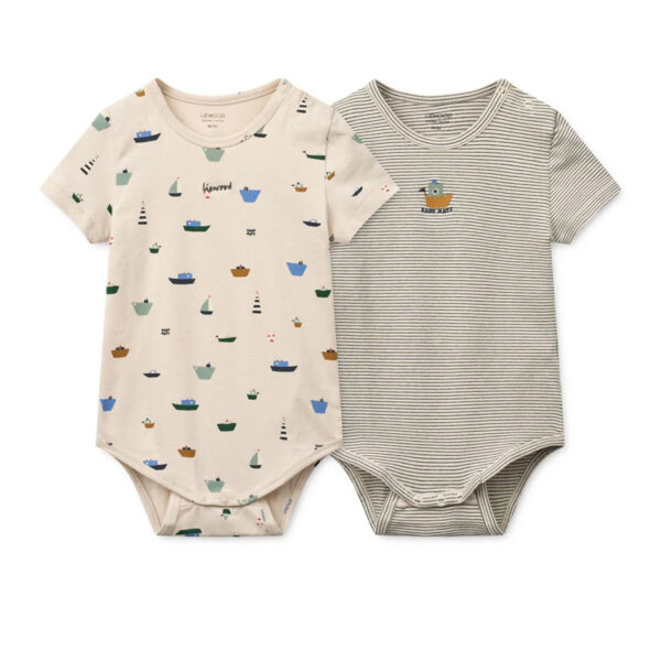 Yanni grow SS bodystocking 2-pack Sailing / Classic navy stripe / mix - LIEWOOD