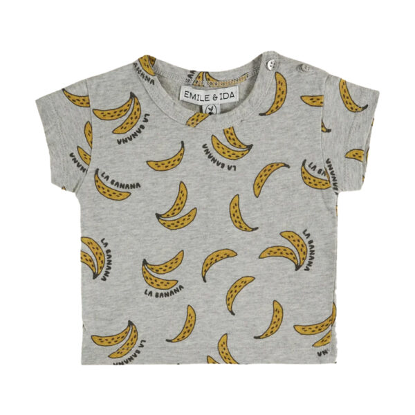 ALL OVER PRINTED TEE SHIRT BANANE GRIS CHINE - EMILE ET IDA