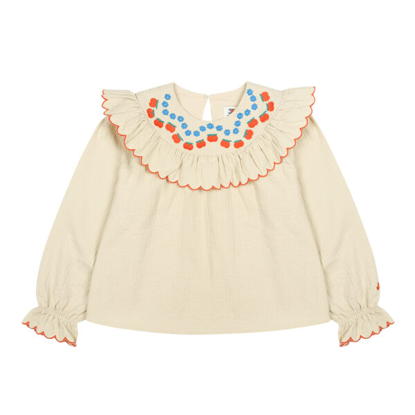 Apple Flower Ruffle Blouse - JELLY MALLOW