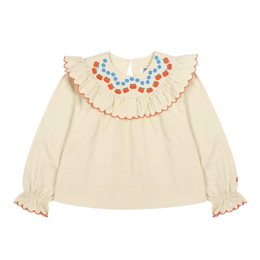 Apple Flower Ruffle Blouse - JELLY MALLOW