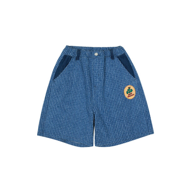 Broccoli Stripe Denim Shorts - JELLY MALLOW