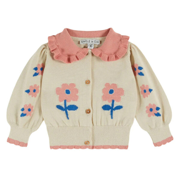 FLOWERS CARDIGAN BEIGE CLAIR - EMILE ET IDA
