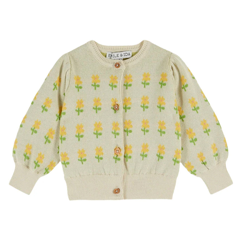 FLOWERS CARDIGAN NUAGE - EMILE ET IDA