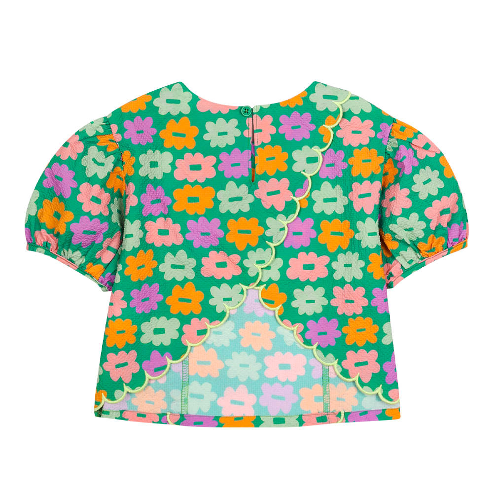 Flower Seersucker Blouse - JELLY MALLOW - Image 2