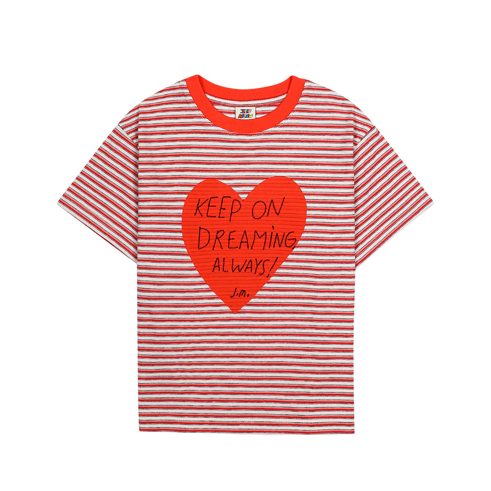 Heartchain Stripe T-shirt_RED - JELLY MALLOW