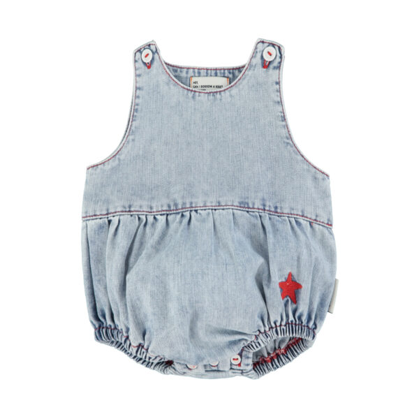 sleeveless baby romper | blue light denim - PIUPIUCHICK