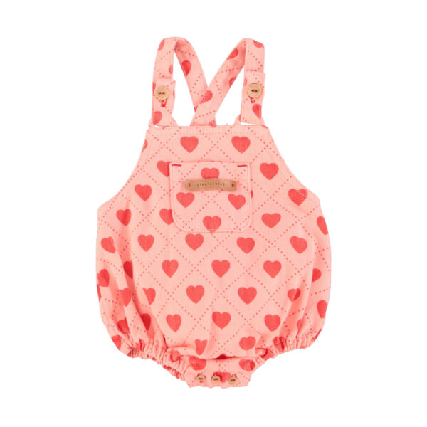baby romper | pink w/ red hearts allover - PIUPIUCHICK